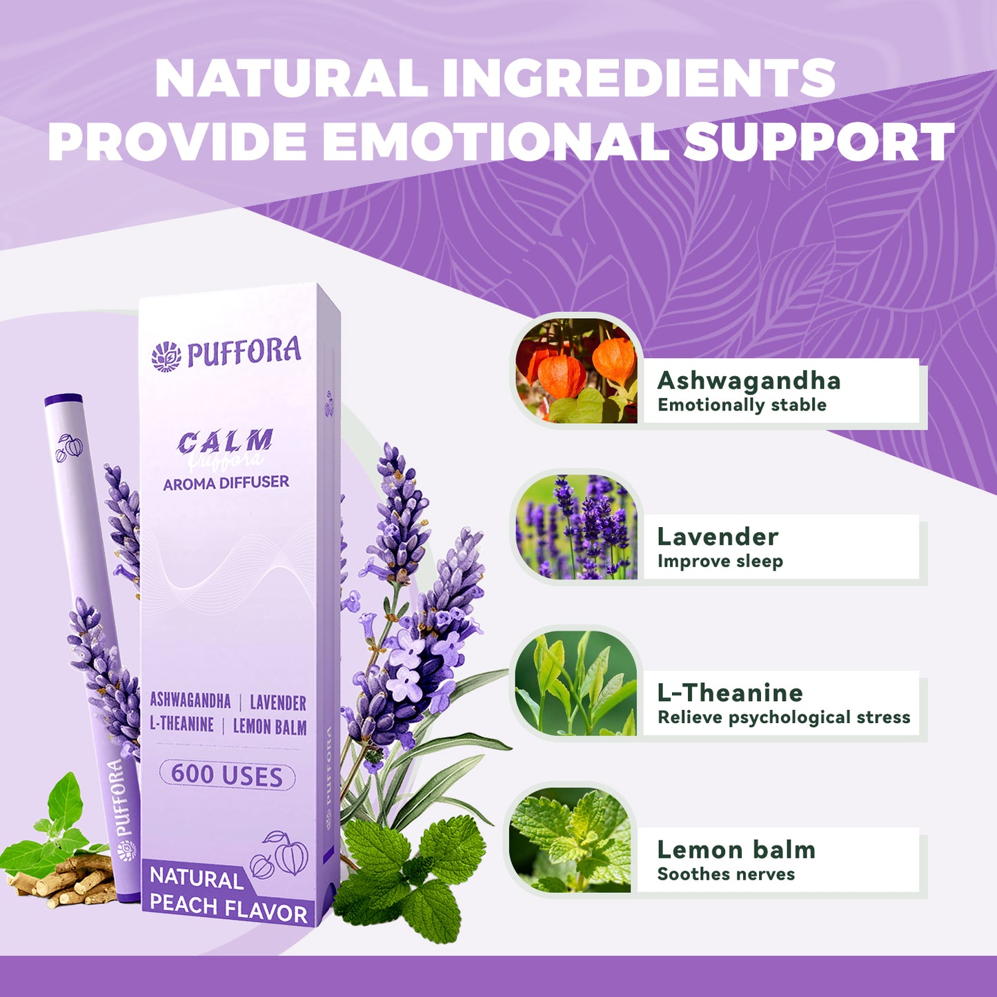 4-in-1 Herbal Diffuser Pen, Support for Lung Rest | Energy | Comfortable Sleep | Relaxed Feelings, Extracts of Mullein, Vitamin B12 | B6, Melatonin, Ashwagandha, Total 1200 Uses