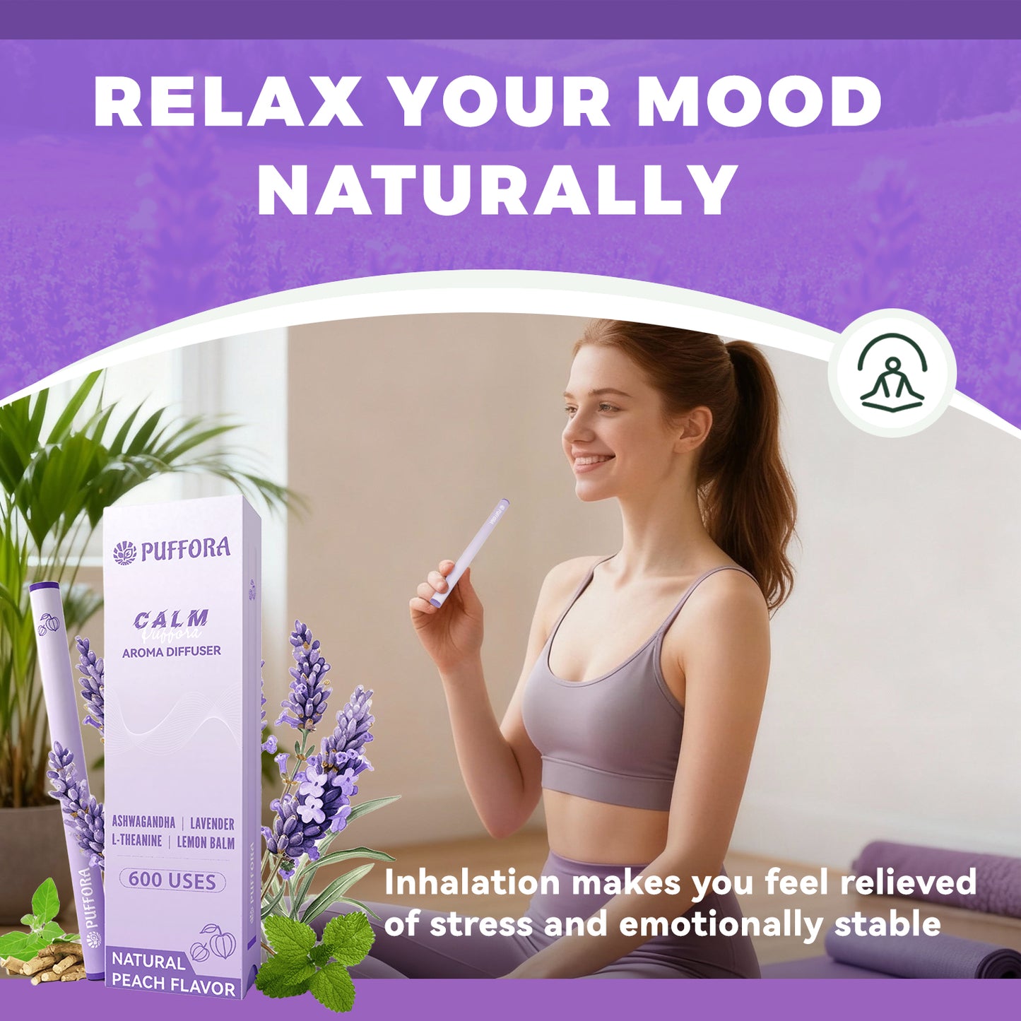 4-in-1 Herbal Diffuser Pen, Support for Lung Rest | Energy | Comfortable Sleep | Relaxed Feelings, Extracts of Mullein, Vitamin B12 | B6, Melatonin, Ashwagandha, Total 1200 Uses