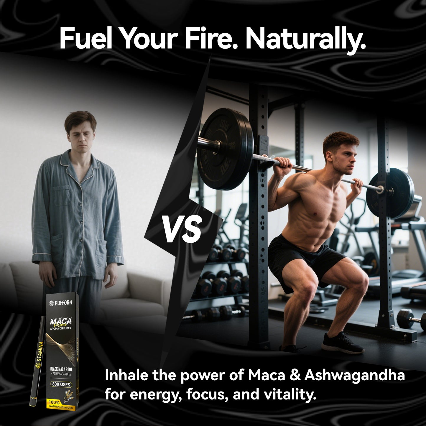 Herbal Diffuser Pen for Energy, Vitamin B12 & C, Maca Root + Ashwagandha – Plant-Based, Natural Alternative, Pocket Size, Berry Flavor, 600 Uses